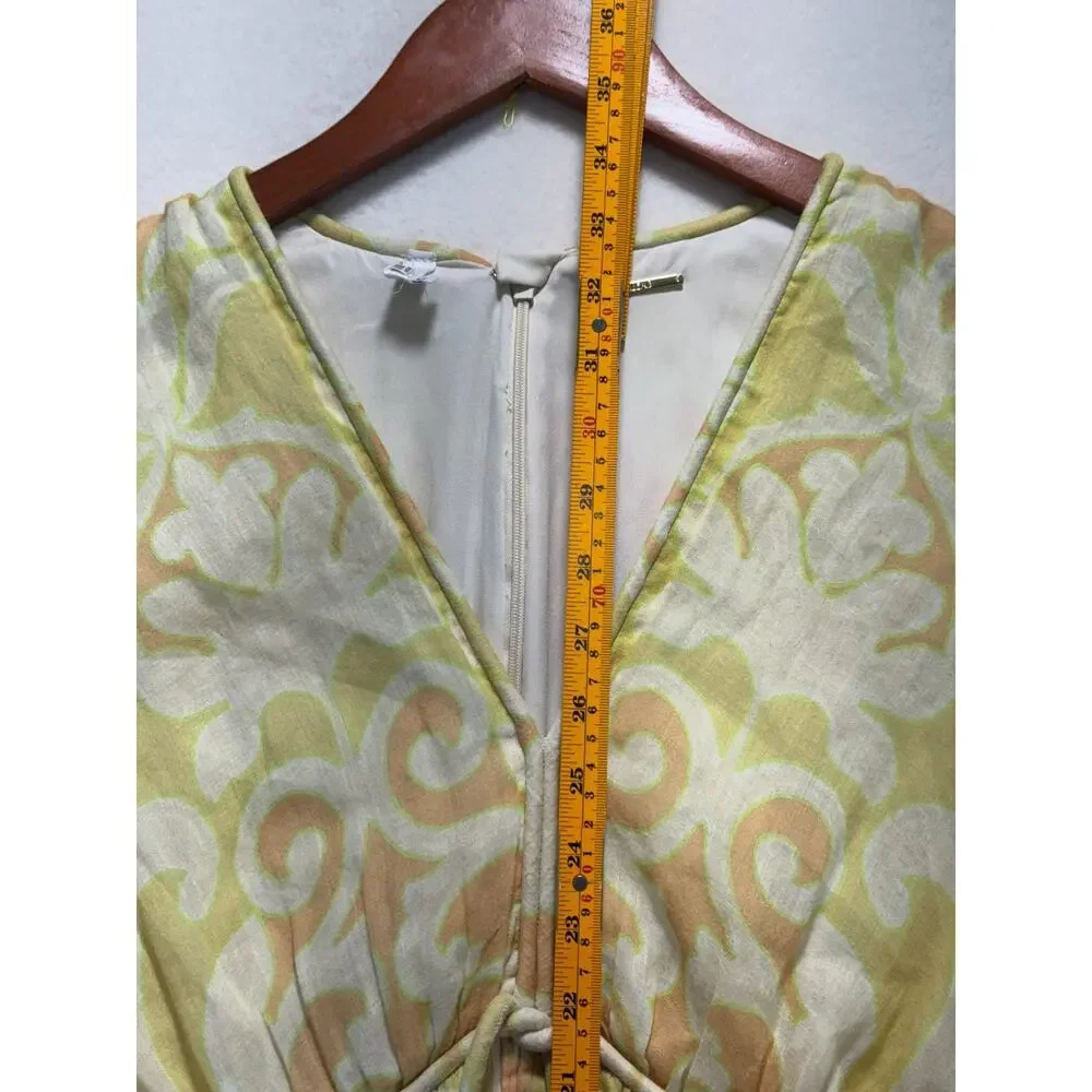ALEXIS Capri Short Mini Dress Yellow Abstract Print 3/4 Sleeve, Size S, Rt. $598 - Picture 9 of 13
